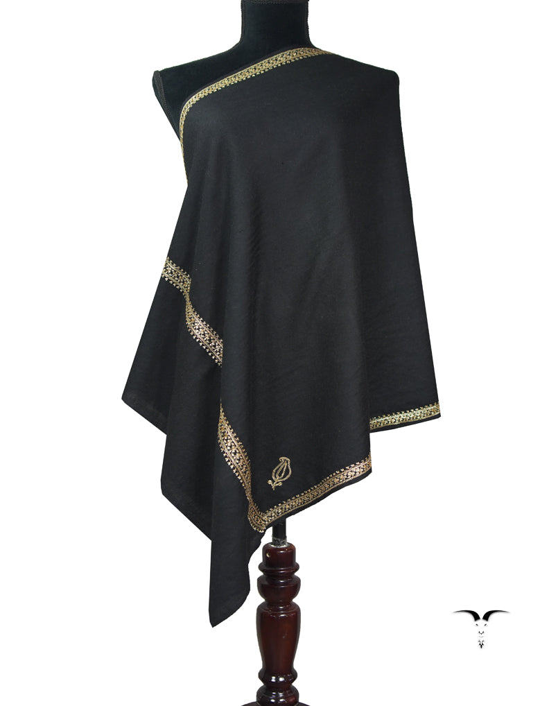 black tilla embroidery pashmina stole 9082