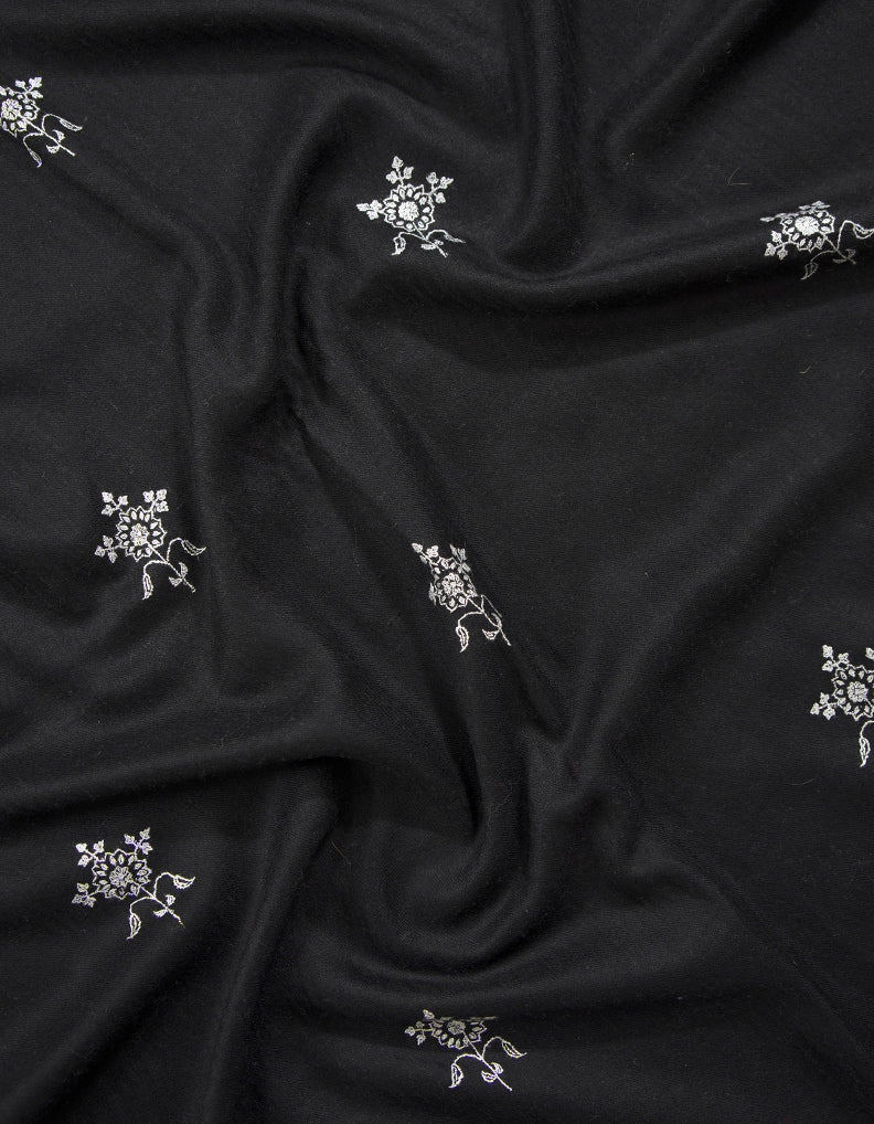 jet black butis embroidery pashmina stole 9083