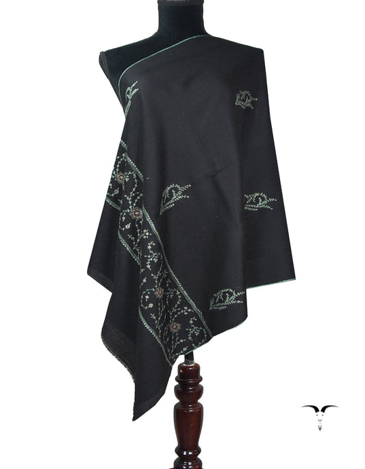 crow black butis embroidery pashmina stole 9088