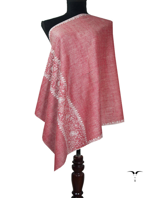 raspberry red embroidery pashmina stole 9091